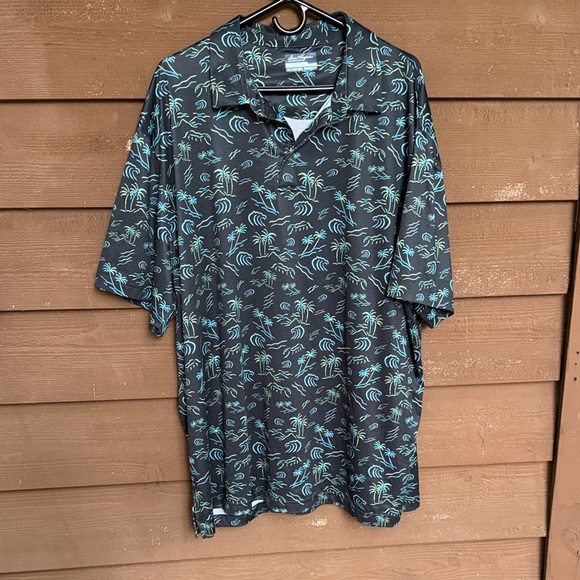 Ben Hogan Performance Palm Tree print sweat-wicking short sleeve polo size 2XL - Picture 1 of 4